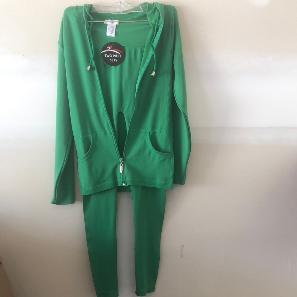 Love J Green Two-Piece leggings Set with Hoodie